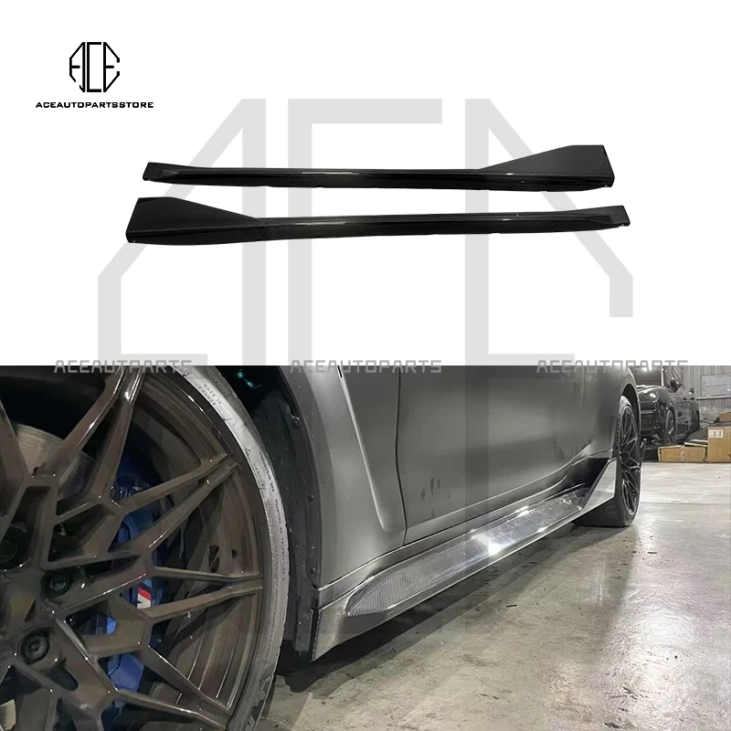 Фото Накладки на пороги из сухого карбона для BMW G80 G81 G82 G8, расширители боковых порогов в стиле M Performance, сплиттеры №4