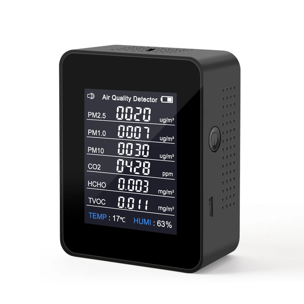 

Детектор качества воздуха Yieryi 8 в 1, тестер с монитором температуры и влажности, PM2.5 PM1.0 PM10 CO2 HCHO TVOC, диоксид углерода для дома