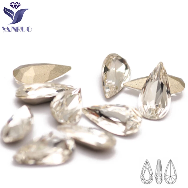 

YANRUO 4322 10pcs Teardrop Crystal Strass Glass Glitter Fancy Rhinestones Crafts 3D Nail Art Accessories For Design Decorations