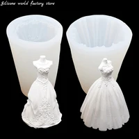 silicone world 3d wedding dress silicone mold chocolate mousse cake baking tool epoxy mold diy plaster resin mould candle molds