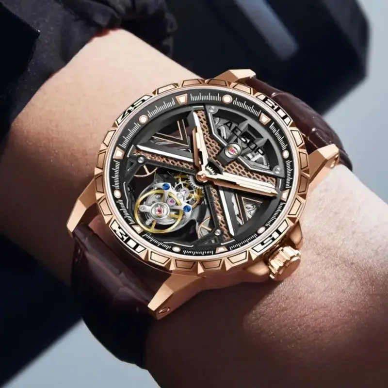 AESOP настоящие механические часы с летающим турбийоном для мужчин оригинальные со