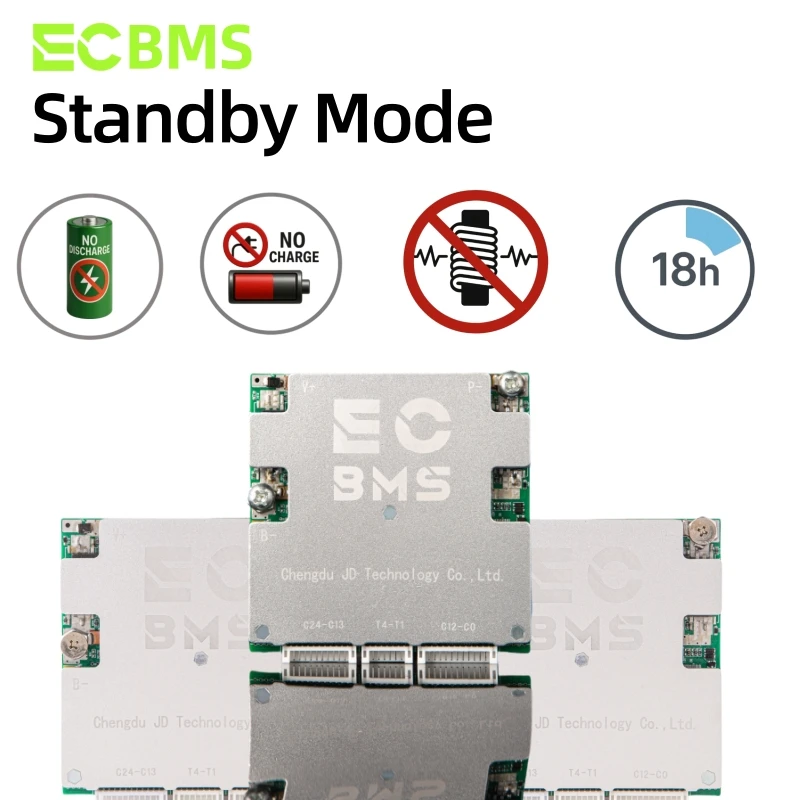 Фото ECBMS Commuter BMS Низкотемпературная зарядка Высокотемпературное отключение Монитор приложения 8-16S 60-180A 24V 48V LiFePO4 Li-ion 18650 Тележка для универсальной тележки Лодка №2