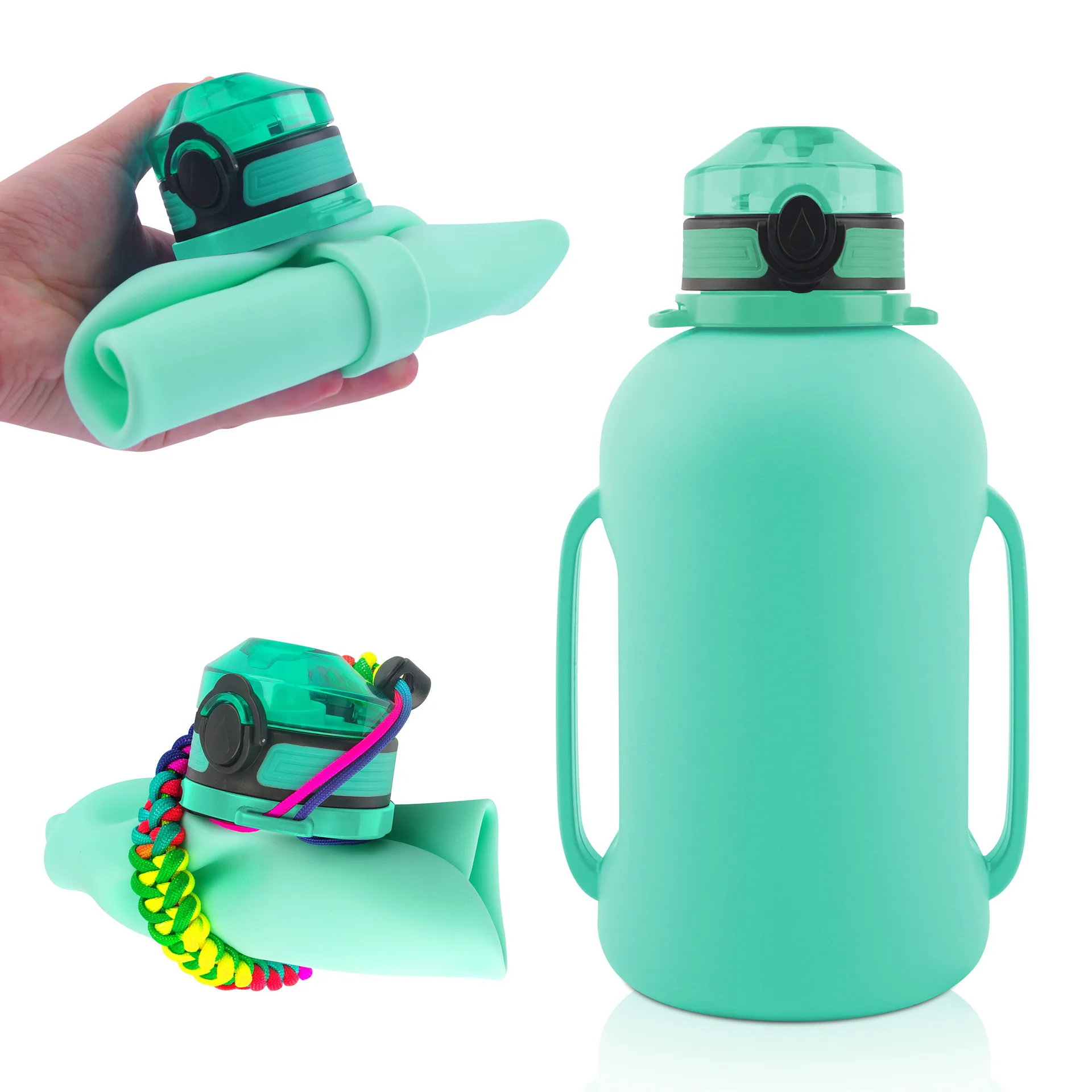 

64oz Large Capacity Food Grade Silicone Material Foldable Outdoor Sports Water Bottle Women Children BRA Free Drinking Water Cup