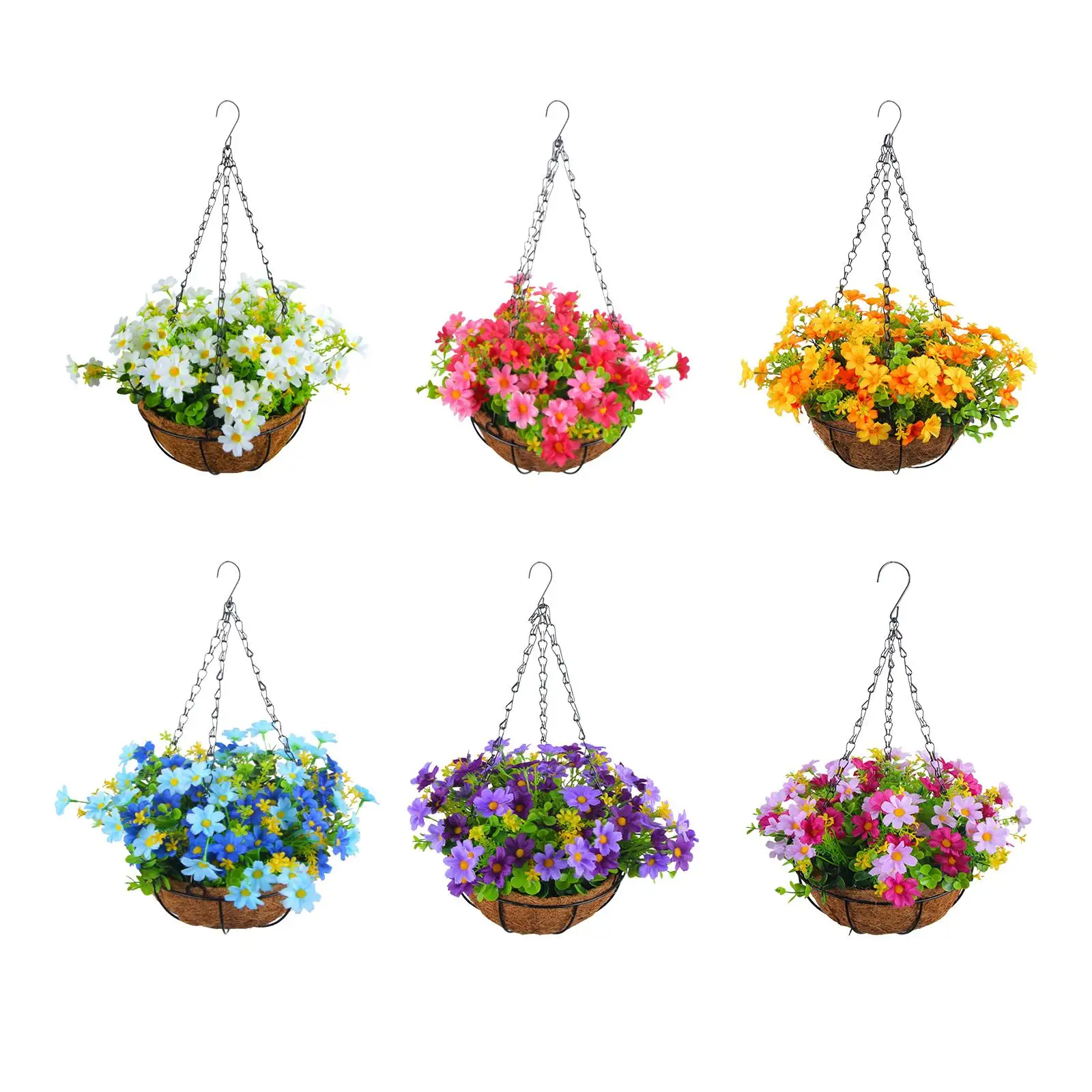 

Artificial Hanging Flowers in Basket Hanging Planter for Yard Garden Patio