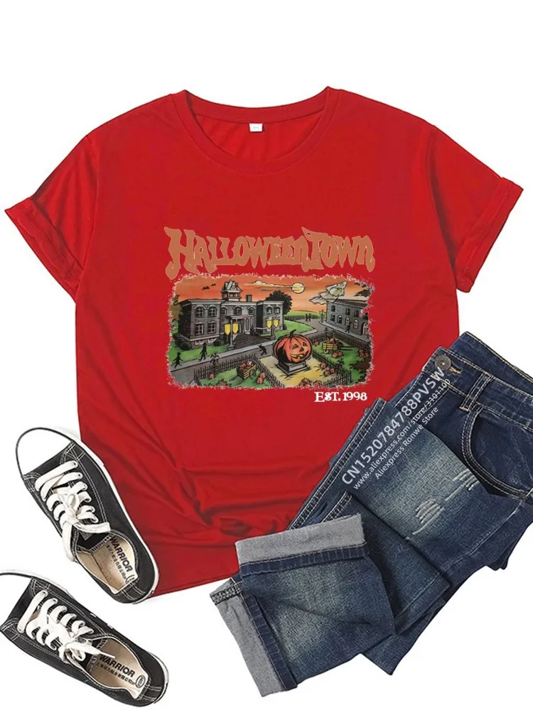 Футболка женская графическая в виде тыквы для Хэллоуина Y2K