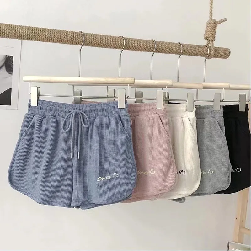 Women's Summer Shorts High Waist Elastic Lace Up DrawstringWide Leg Short Running Fitness Sport Shorts Loose Casual Hot Pants