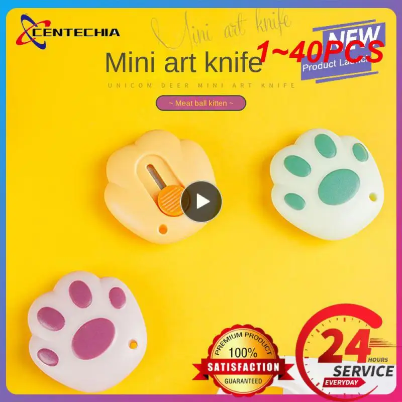 

1~40PCS Kawaii Cat Paw Mini Utility Knife Cute Paper Cutter Pocket Knife Express Box Opener Envelope Knife Korean Stationery