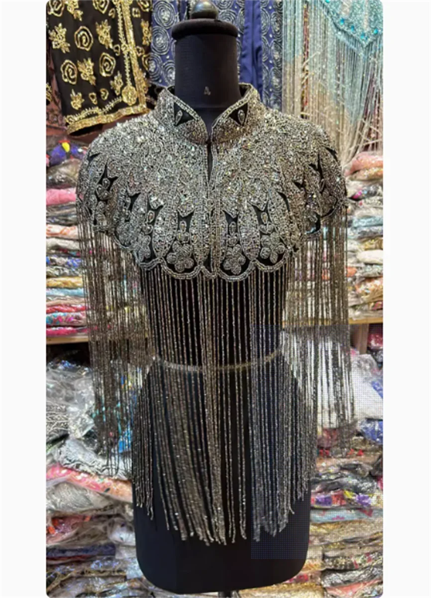 Индийская шаль из бисера для ногтей длинная кисточка Cheongsam облако плечо ручная