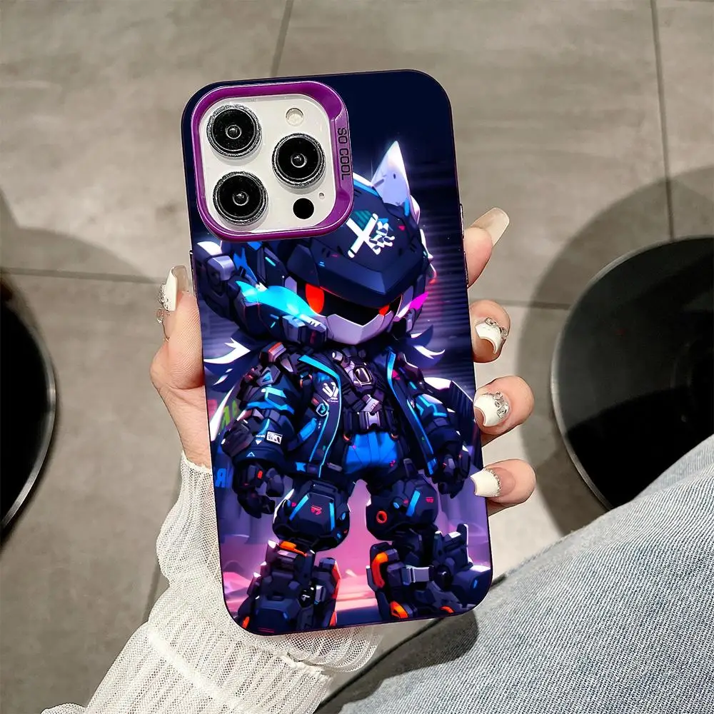 Чехол для телефона с аниме-роботом для iPhone 17 16 15 14 13 12 11 X XR XS Air Pro Max Plus, фиолетовый, разноцветный, серебристый (art.: 3920db39138ce) - 3920db39138ce