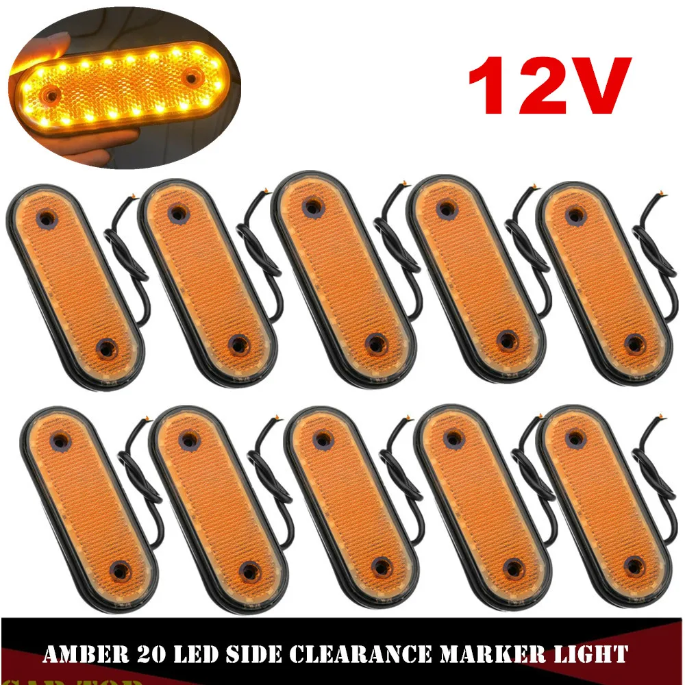 

10PCS 12V Side Marker Amber 20LED Markerings Light Side Marker LED Trusk Lamp Pickup Truck Side Marker Lights For Truck