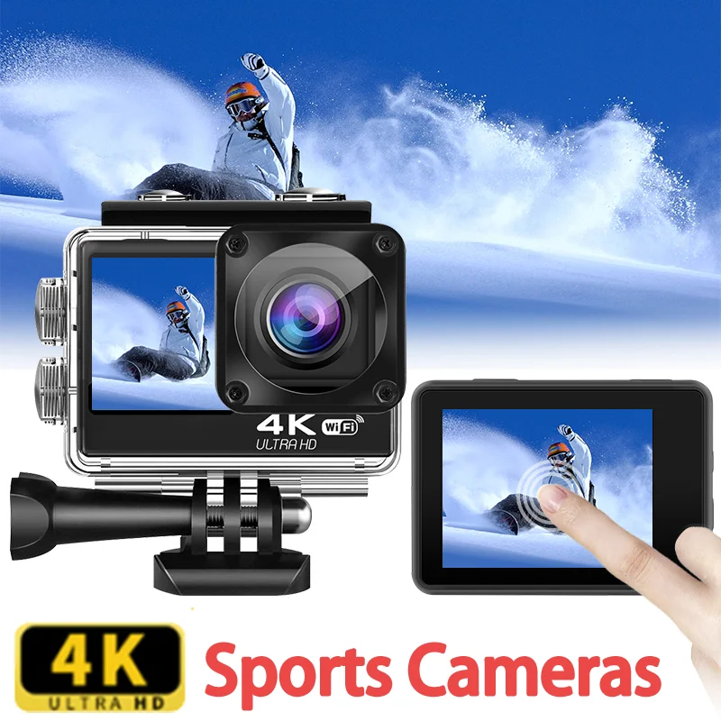 

4K HD Sports Camera Dual LCD WiFi 16 Million Pixels 170 ° Wide Angle 30M Waterproof Professional Sports DV Helmet Camera