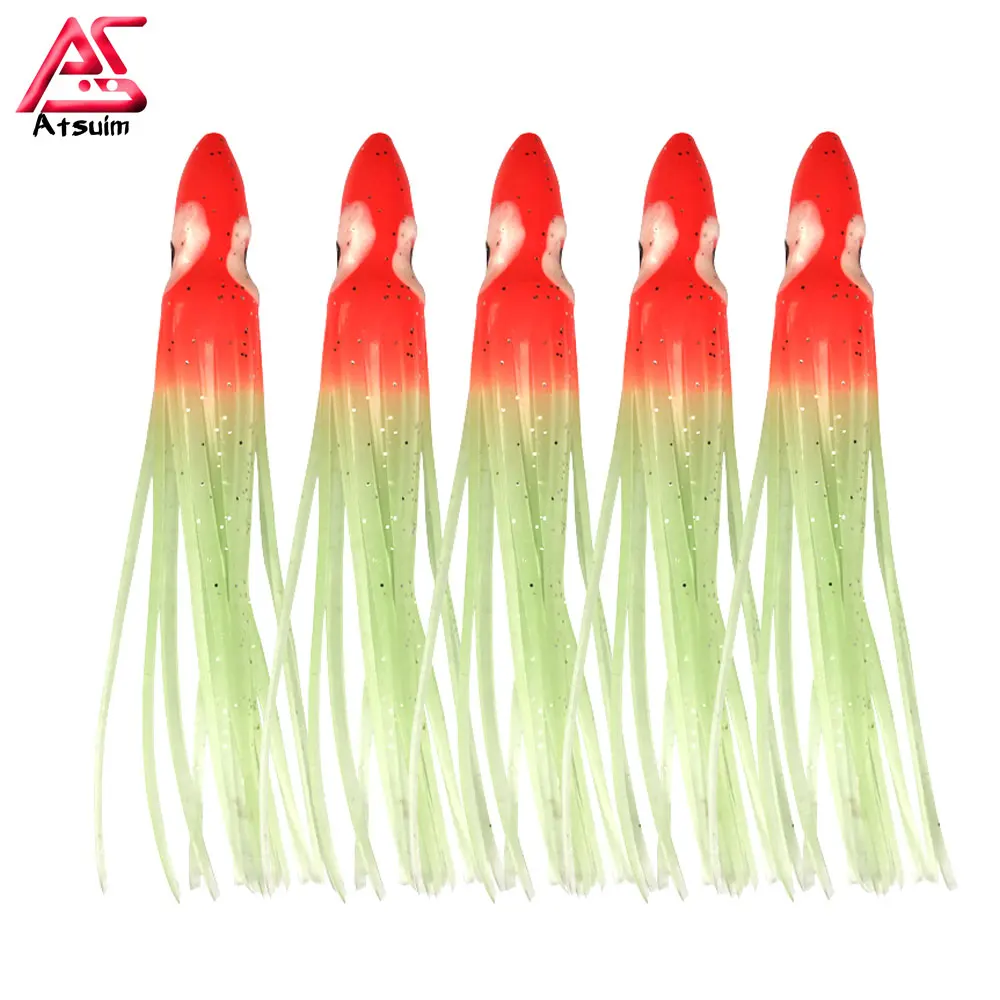 

AS 5/10pcs 10cm12cm Octopus Soft Lure Rubber Luminous Squid Hooks Skirts Fishing Lures Sailfish Artificial Baits Mix Colors