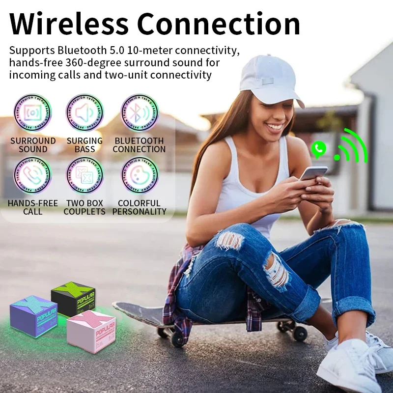 Мини-динамик компактный портативный с поддержкой Bluetooth 5 0 подходит для