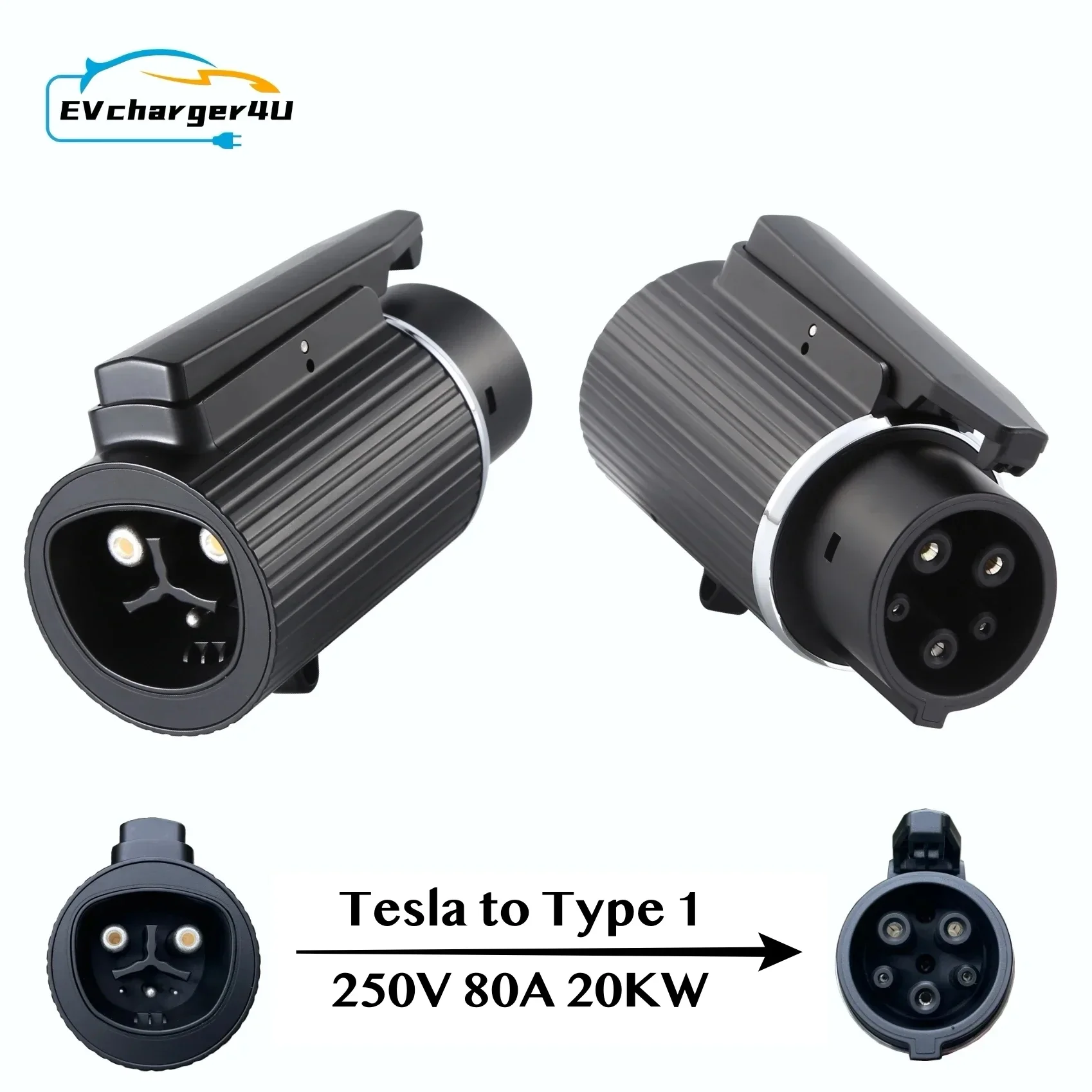 

Адаптер EVCharger4U Tesla к типу 1, 250 В, 80 А, 20 кВт, макс. SAE J1772 EV, зарядный адаптер для преобразователя EV модели 3 Y X S