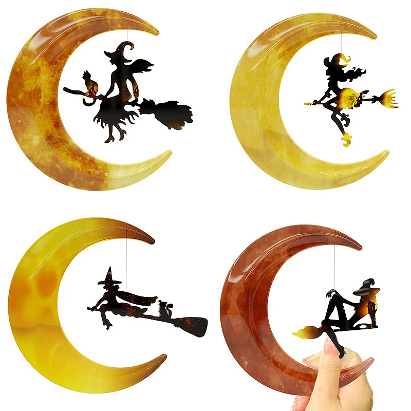 DIY Halloween Moon Witch Silicone Epoxy Resin Mold Moon Pendant Decorative  Aromatherapy Plaster Mold Gifts Craft Home Decor
