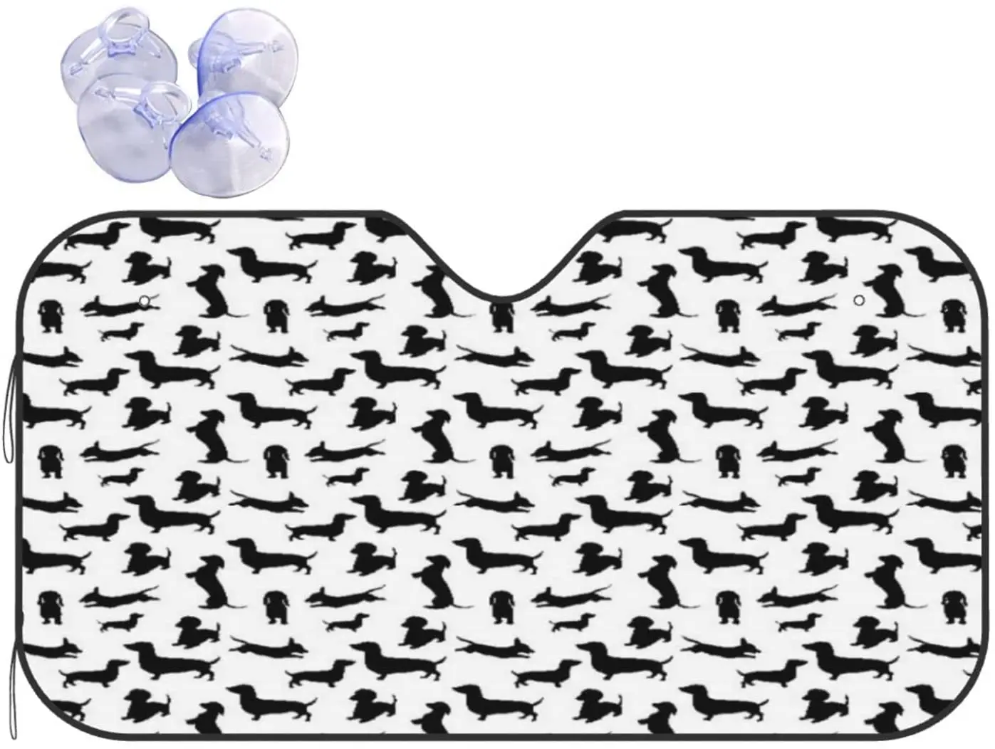 

Car Windshield Sunshade Monochrome Dachshunds in Numerous Stances Active Life Pet Canine Abstract Image 27.5x51