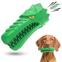 pet dog toys interactive chew toy for aggressive chewers treat dispensing rubber teeth cleaning toy squeaking crocodile silicone