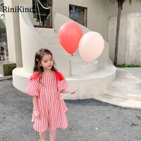 rinikindasummer asymmetrical girls dress striped o neck lantern sleeve princess dress baby kids clothes childrens clothing