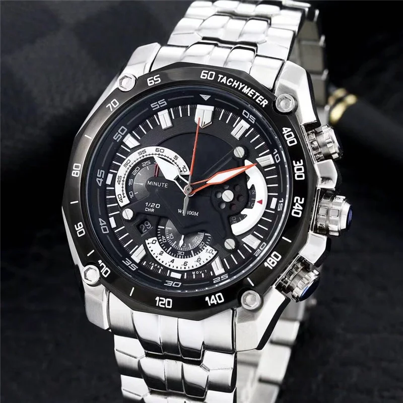 Men's Sport Quartz 550 Original Oak Watch High Quality Steel Strap Folding Clasp Skeleton Personality Dial EFR Series