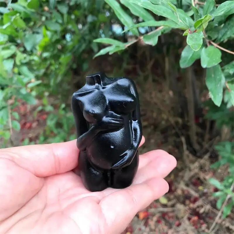 

Natural Obsidian Crystal Model Statue Handmade Female Body Carved Crafts Figurine Home Decoration Gift 1pcs