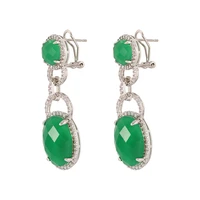 tkj european and american fashion high end inlaid green jade earrings female temperament green agate ladies earrings wedding