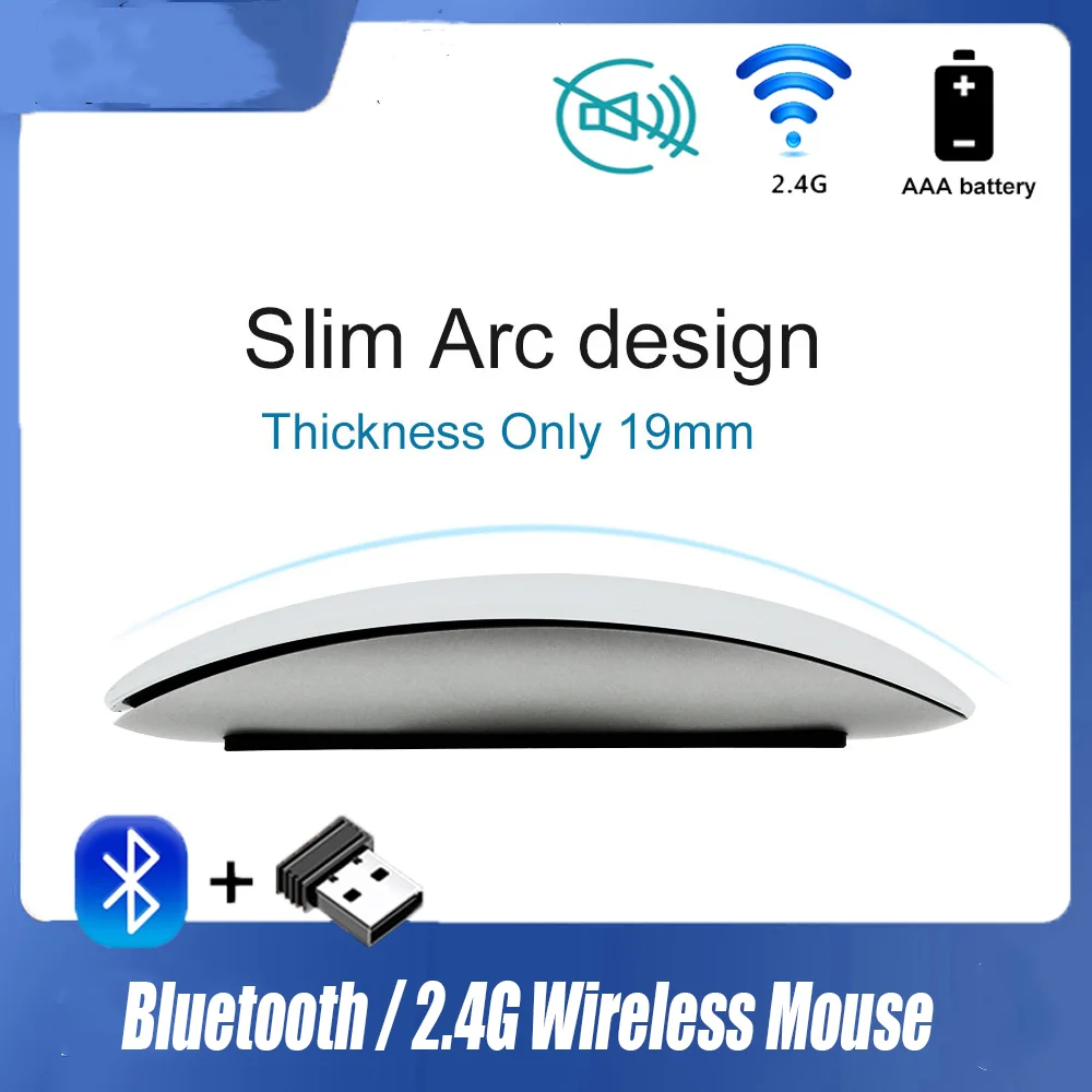 

Bluetooth Wireless Magic Mouse Ultra Thin Arc Touch Silent Ergonomic Mause USB Optical Mice For Apple Microsoft Mac Laptop PC