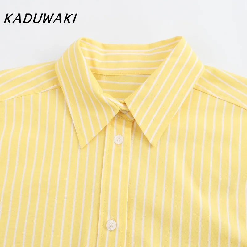 KADUWAKI Американская уличная однобортная повседневная рубашка с длинными рукавами