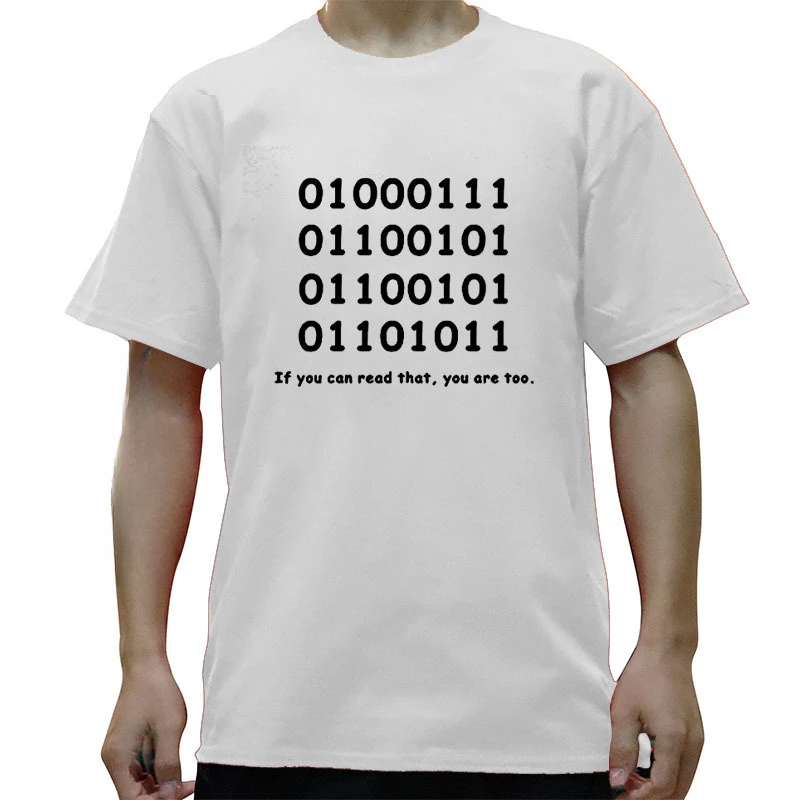 Программатор Geek Необычная футболка ASCLL с принтом Повседневная Уличная одежда на