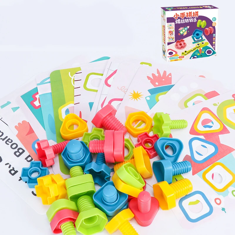 

Montessori Kids Toy Screw Nut Matching Shape Plastic Puzzle Building Block Assembly Game Early Educational Toy For Children Gift
