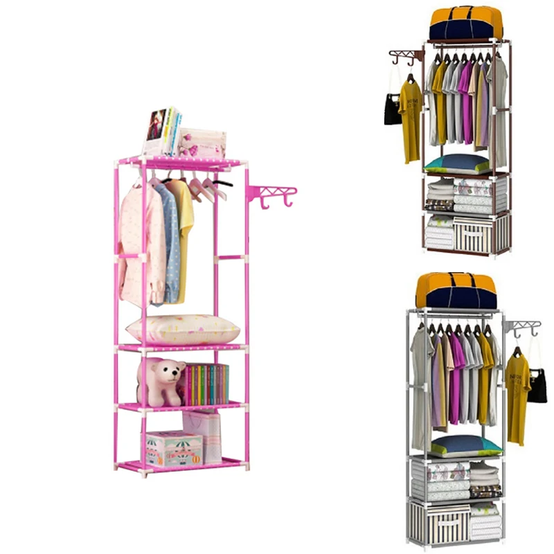 

Simple Multifunctional Metal Iron Coat Rack Floor Standing Hanging Clothes Storage Rack Drying Rack Bedroom