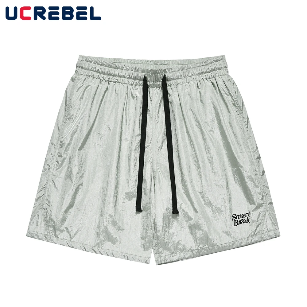 

Letter Print Loose Shorts Mens Autumn Simple Drawstring Elastic Waist Wide Leg Casual Shorts Men