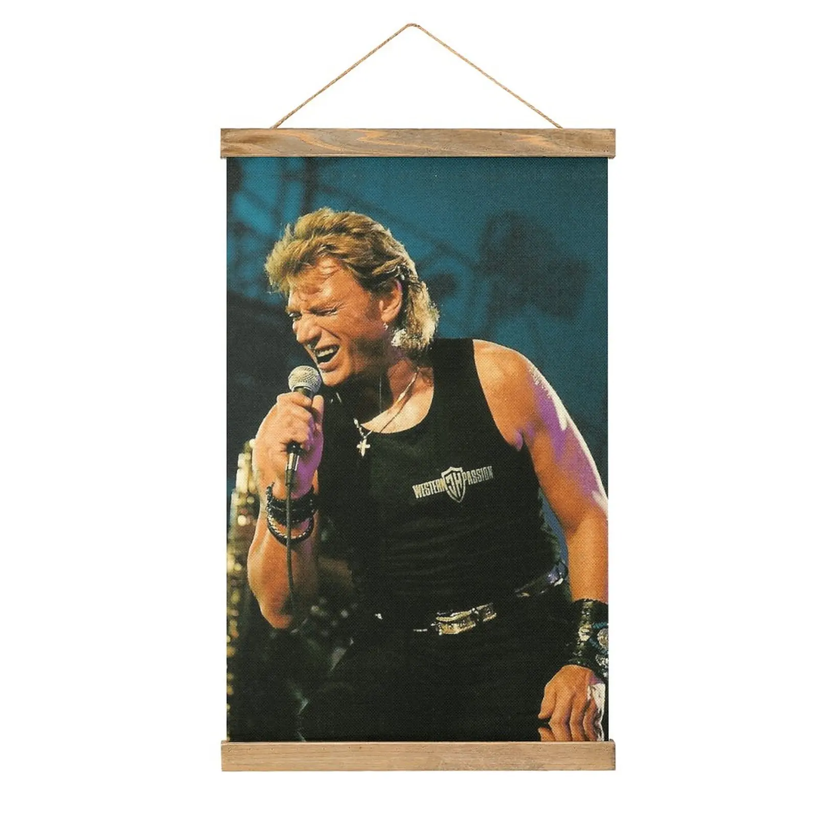 

Graphic Vintage Johnny And Hallyday Mort Canvas Hanging Picture Wall Decoration Funny Vintage Living Room Painting Style Hang