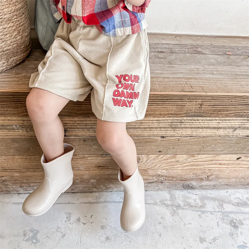 

Korean style summer Unisex children letters printed Washed cotton shorts Girls Boys fashion loose casual shorts