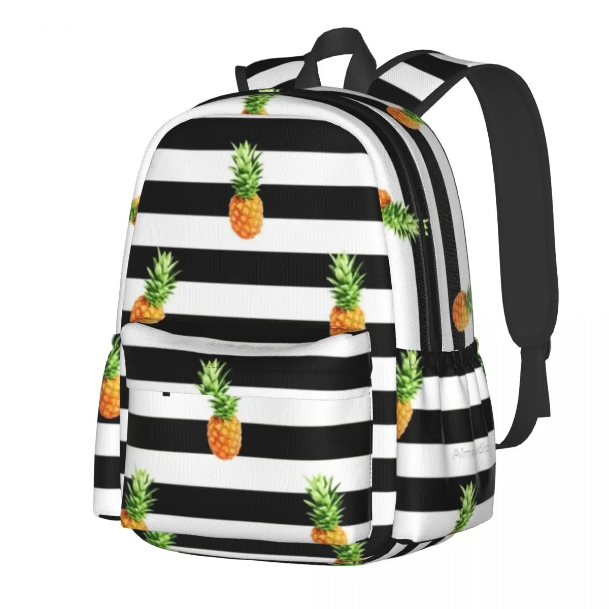 

Милый рюкзак с ананасами, черные полосы, принт, велосипедные рюкзаки, унисекс, повседневные школьные сумки, дизайнерский дышащий рюкзак