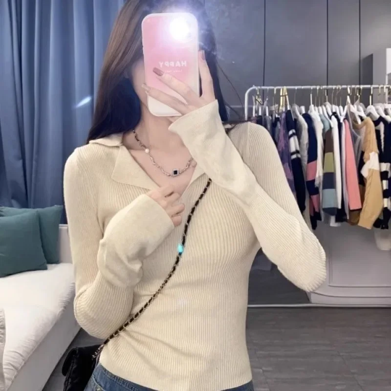 Женский Осенний трикотажный топ Nicheslims облегающий базовый слой с длинным рукавом