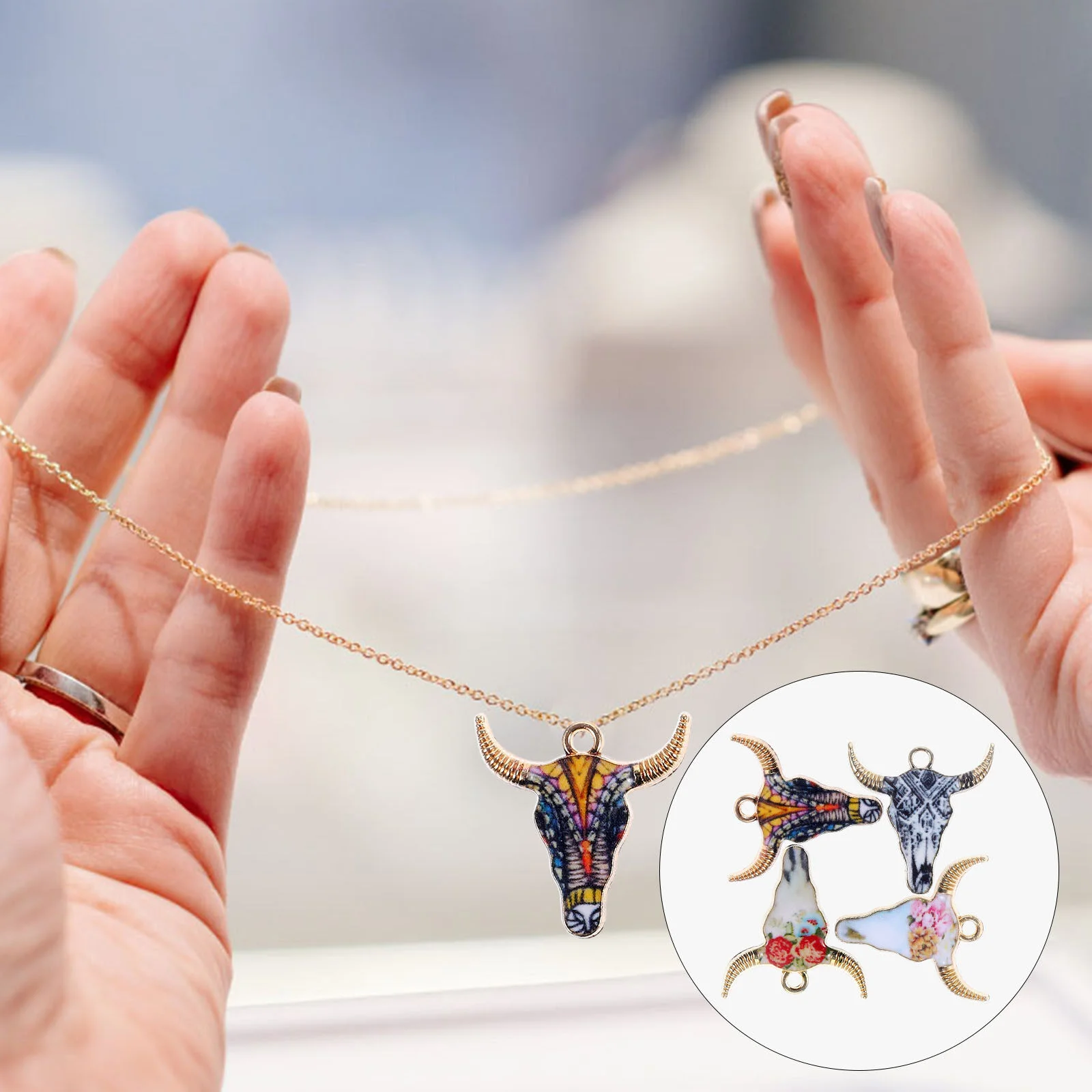 40 Pcs Key Chain Earring Charms Jewelry Making Metal Vintage Necklace Bulk Mini Keychain Bracelet Amulet Cow Earrings