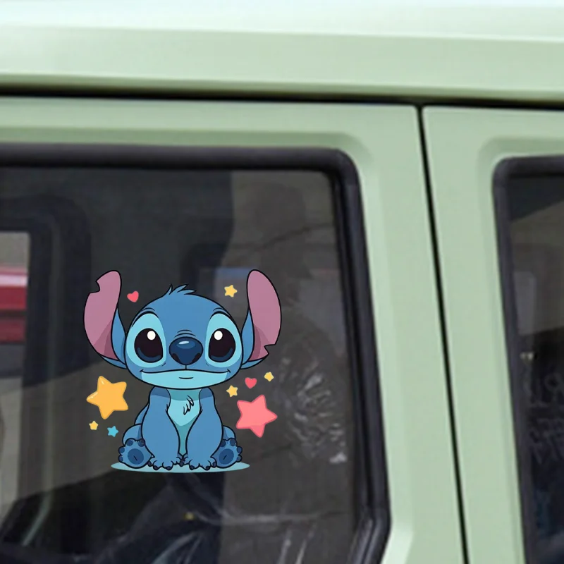Фото Милые наклейки Stitch для автомобиля: солнцезащитные, водонепроницаемые, для шлемов и бамперов, многофункциональные декоративные стикеры №3