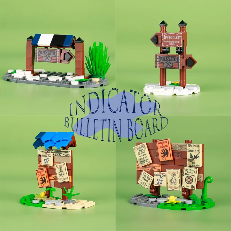 MOC Creative Medieval Tribe City Building Block Bulletin Board Indicator Mini Model Bricks Decorative Toys Children Gift