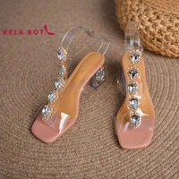 rhinestones high heel sandals cool women sexy summer fashion thin heel glass shoes diamond heel temperament transparent sandals