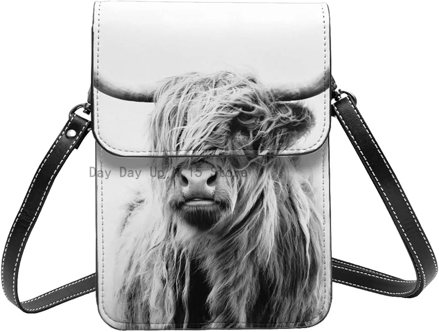 

Маленькая Наплечная кросс-боди сумка Highland с крупным рогатого скота, мини-кошелек для сотового телефона, кошелек, Сумочка для женщин и девуше...