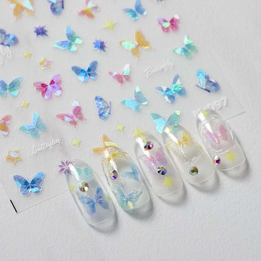 

Laser Relief Butterfly 3D Nail Stickers Flowers Leaves Self Adhesive Transfer Sliders Wraps Manicures Foils DIY Decorations