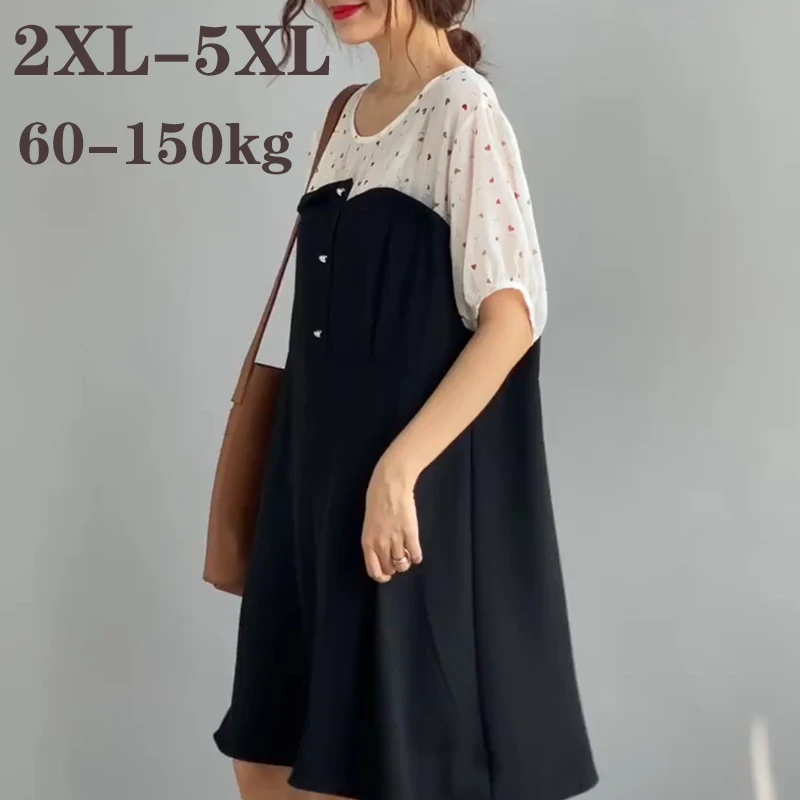 

Женское платье в стиле пэчворк, повседневное свободное тонкое платье большого размера 5XL, на вес 60-150 кг, летнее платье свободного покроя, 2022