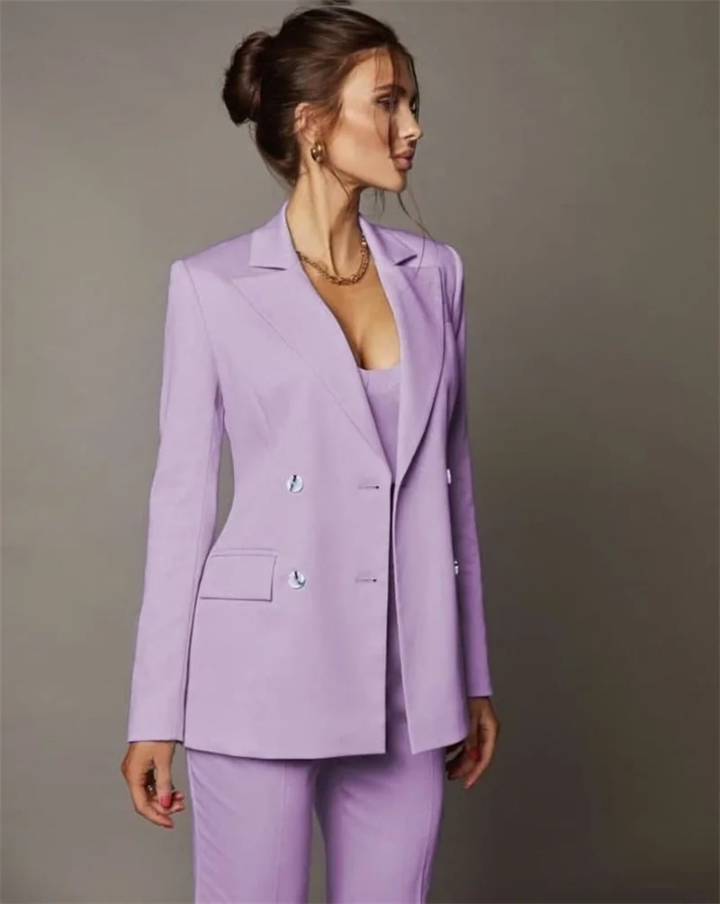 Light Purple Women Suits 3 Pieces Blazer Set Formal Party Dress Custom Made Business Costume Homme (Jacket+Camisole+Trousers)