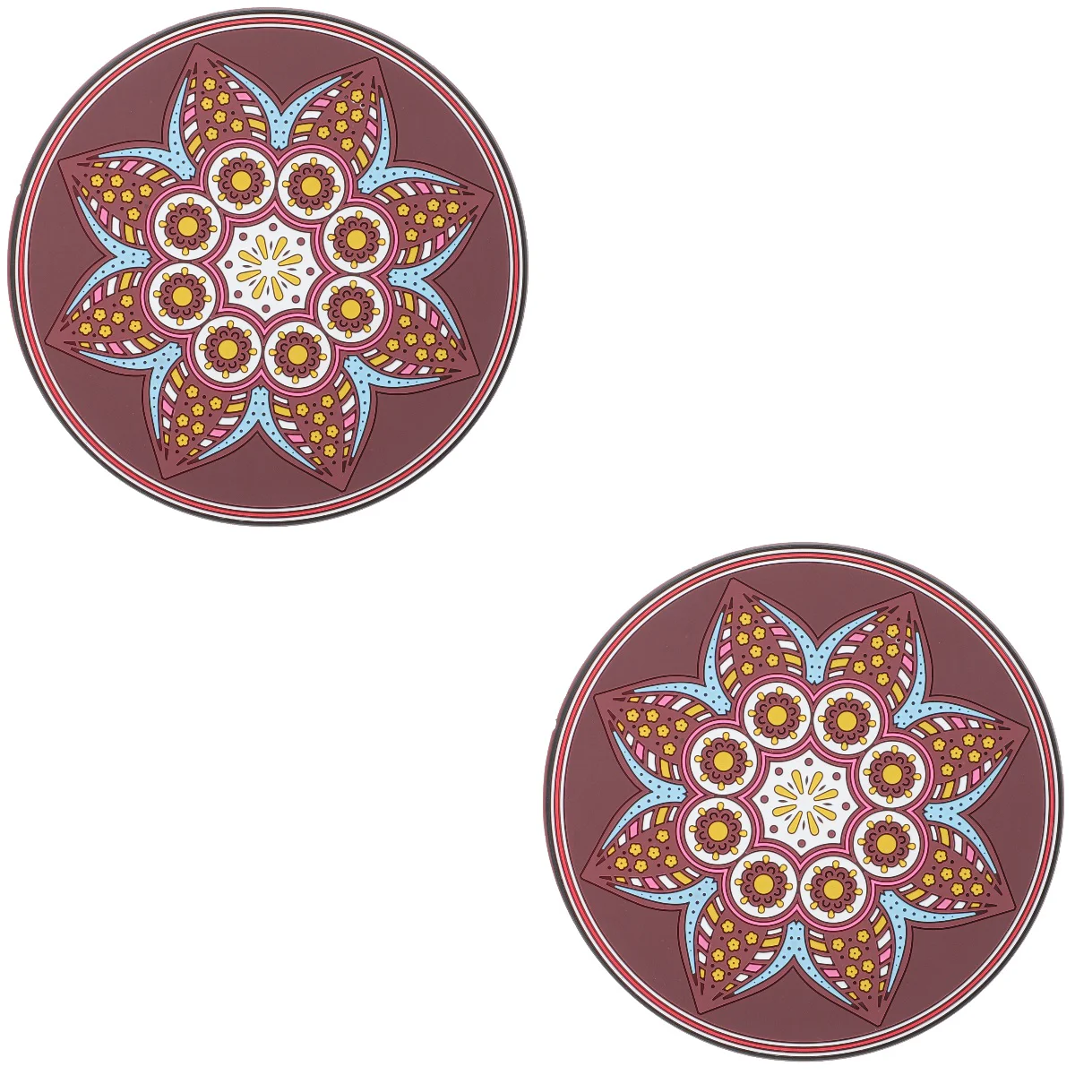 

2 Pieces Music Bowl Mat Sound Cushion Prop Silicone Coasters Embroidery Mats Religious Singing Pad Small Heal Buddhism