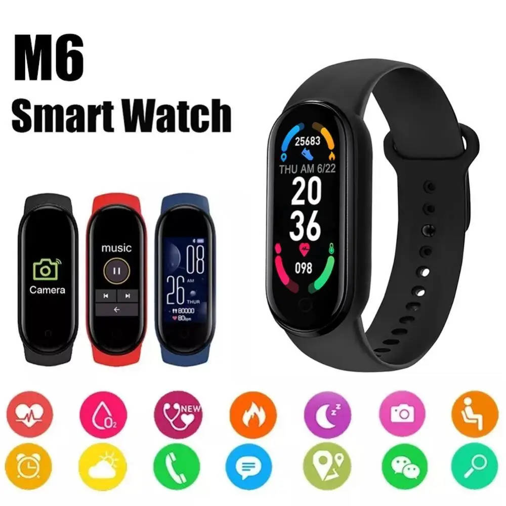 2022 Новые умные часы M6 для мужчин и женщин Фитнес Спортивная лента Fitpro Версия Bluetooth музыка Сердечный ритм Снимать фотографии Смарт-часы.