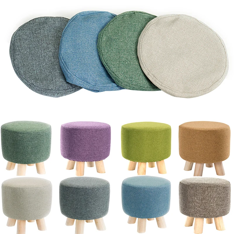 Льняная хлопковая круглая подставка для ног чехол гостиной украшение табурета