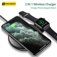 2 in 1 wireless charger for iphone 12 promini max11 apple watch 5432 fast charge 10w qi 2 in 1 wireless charging pad