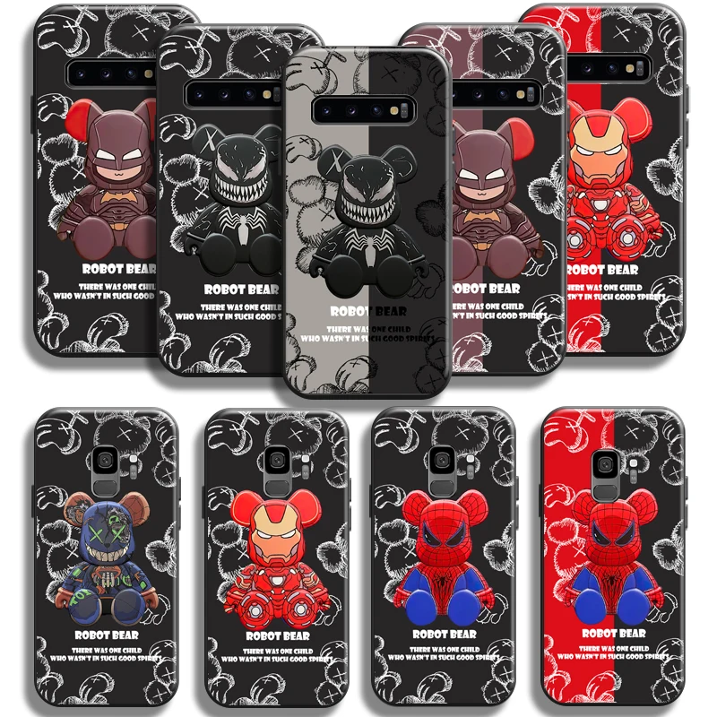 

Marvel Luxury Cute Bear Phone Case For Samsung Galaxy S10 5G S9 S8 Plus S10 Lite S10E Black Back Soft Carcasa Funda