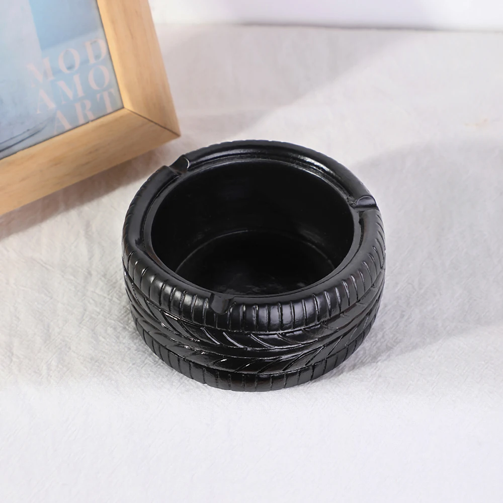 

Retro Distressed Tire Ashtray Desk Accessories Black Resin Smokeless Ash Tray Ornaments Smoke Ash Catcher Table Home Gadgets