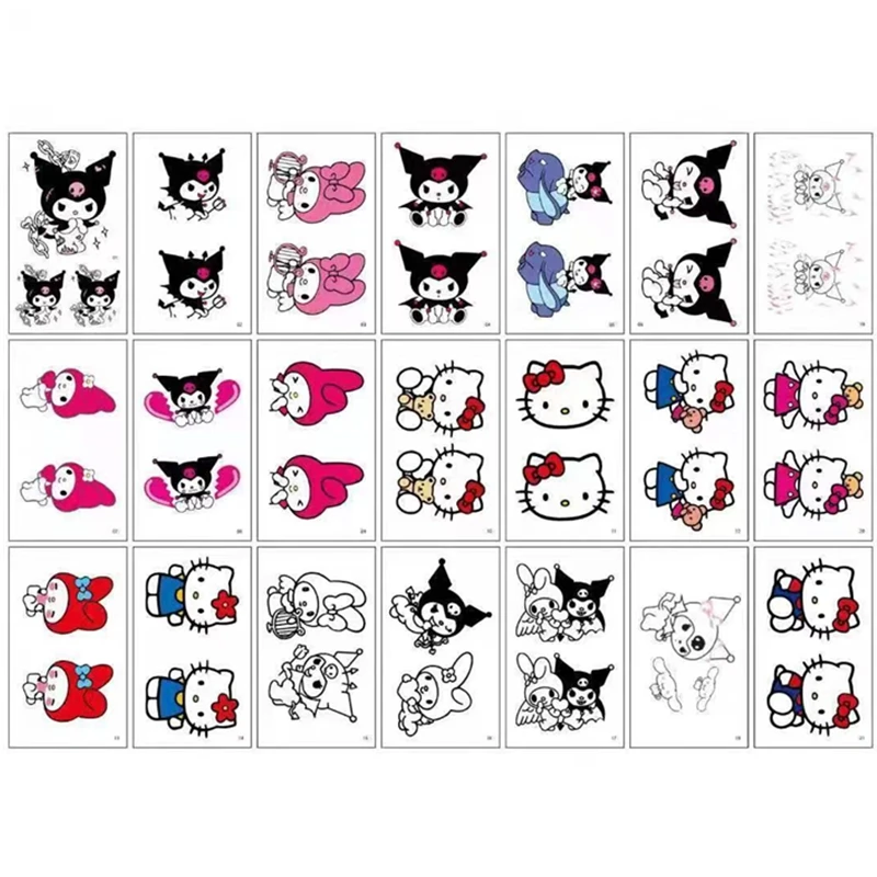25 шт. Sanrio Kuromi Hello Kitty Мультяшные аниме Переводные татуировки водостойкие
